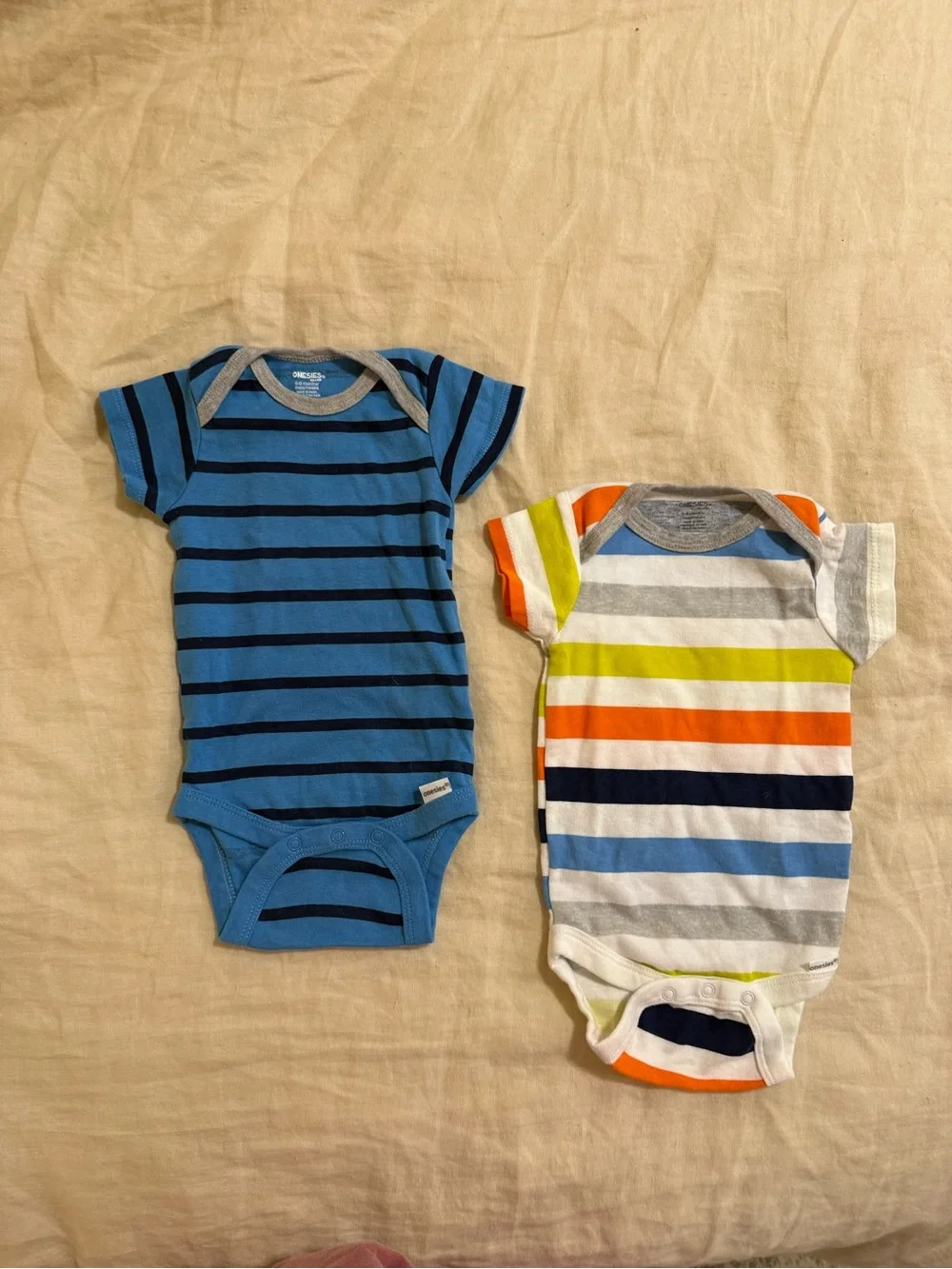 Baby Boys' Gray & Blue Short-Sleeve One-Piece Bodysuits (3 Pack)